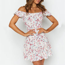 Load image into Gallery viewer, Cute One Shoulder Floarl Printed Mini Dress