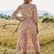 Load image into Gallery viewer, Bohemian Floral Printed V-Neck High Waist Maxi Dress