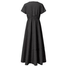 Load image into Gallery viewer, V Neck Polka Dot Short Sleeved Maxi Dress