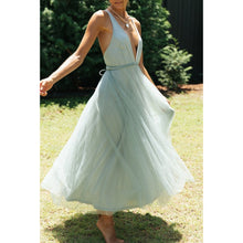 Load image into Gallery viewer, Sexy Deep V-Neck Net Yarn Maxi Dress