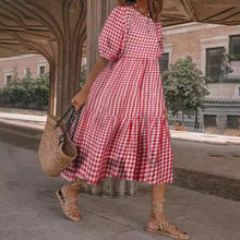 Load image into Gallery viewer, Plaid Stitching Loose Maxi Dress
