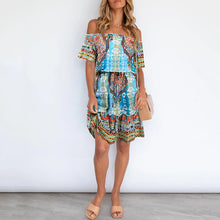 Load image into Gallery viewer, Bohemian Style Printed Off Shoulder Dress