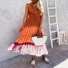 Load image into Gallery viewer, Tie Dye V Neck Halter Sling Maxi Dress