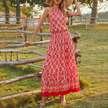 Load image into Gallery viewer, Sleeveless Bohemian Style Floral Printed Maxi Dress