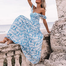 Load image into Gallery viewer, Summer Floarl Printed Off Shoulder Maxi Dress
