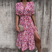 Load image into Gallery viewer, Fashion V-Neck Floral Printed Vacation Dress