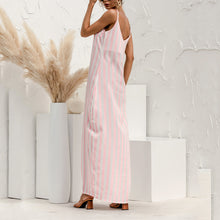 Load image into Gallery viewer, Beach Striped Loose Sling Big Swing Maxi Dress