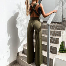 Load image into Gallery viewer, Solid Color Sleeveless Lace Up Jumpsuit