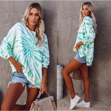 Load image into Gallery viewer, Tie-dye Gradient Round Neck T-shirt Top