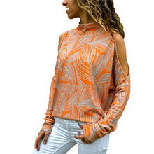 Load image into Gallery viewer, Geometric Printing Lady's Knitted Strapless Tops Turtleneck Long Sleeve