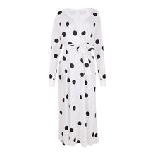 Load image into Gallery viewer, Polka Dot Print V-neck Off-The-Shoulder Dress