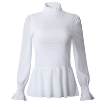 Load image into Gallery viewer, Pleated Ruffled Turtleneck Top T-shirt