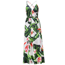 Load image into Gallery viewer, Bohemian Floral Print Suspender Maxi Dress