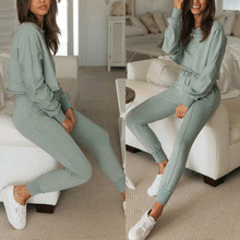 Load image into Gallery viewer, Solid Color Long Sleeve Loungewear Set