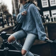 Load image into Gallery viewer, Solid Color Round Neck Pullover Hollow Sweater
