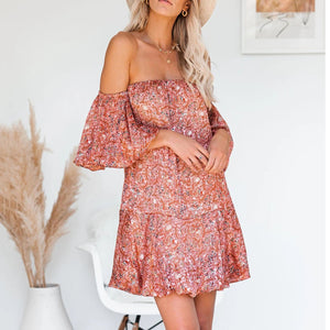 Lovely Puff Sleeve Off Shoulder Mini Dress