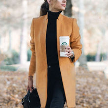 Load image into Gallery viewer, Stand-up Collar Slim Woolen Coat
