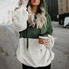 Load image into Gallery viewer, Stitching Color Plush Hooded Sweatshirt
