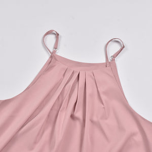 Elegant Halter Solid Color Maxi Dress