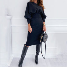 Load image into Gallery viewer, Solid Color Round Neck Knitted Dress
