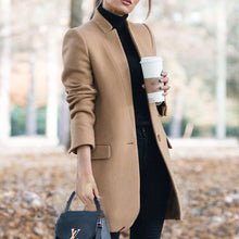 Load image into Gallery viewer, Stand-up Collar Slim Woolen Coat
