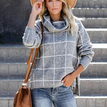 Load image into Gallery viewer, Turtleneck Pullover Plaid Sweater
