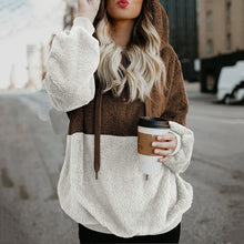 Load image into Gallery viewer, Stitching Color Plush Hooded Sweatshirt
