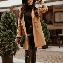 Load image into Gallery viewer, Solid Color Lapel Button Woolen Coat
