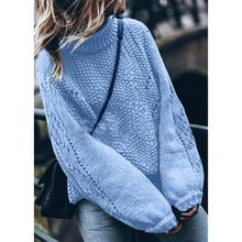 Load image into Gallery viewer, Solid Color Round Neck Pullover Hollow Sweater
