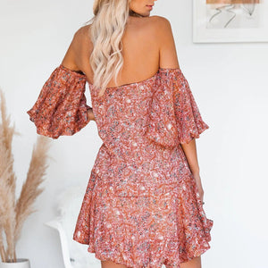 Lovely Puff Sleeve Off Shoulder Mini Dress