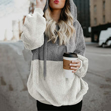 Load image into Gallery viewer, Stitching Color Plush Hooded Sweatshirt
