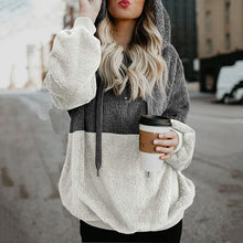 Load image into Gallery viewer, Stitching Color Plush Hooded Sweatshirt
