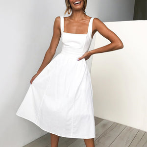 Elegant Solid Color Backless Dress