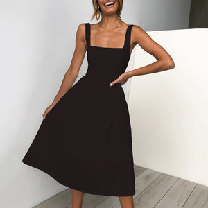 Elegant Solid Color Backless Dress