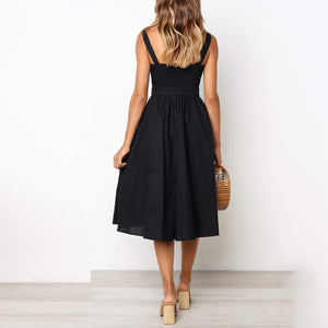 Elegant Solid Color Backless Dress