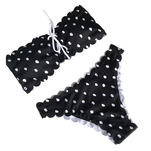 Cute Printed Lace Bikini Swimwear