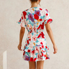 Load image into Gallery viewer, Sweet Bow-Knot Colorful Printed Mini Dress
