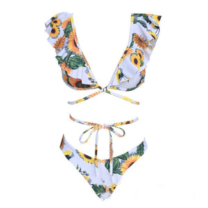 Sexy Sunflower Printed Bikini Swimsuit