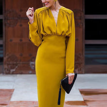 Load image into Gallery viewer, Elegant V-Neck Bodycon Dress
