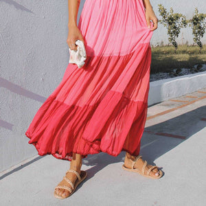 Color Block Beach Sling Maxi Dress