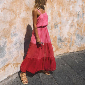 Color Block Beach Sling Maxi Dress