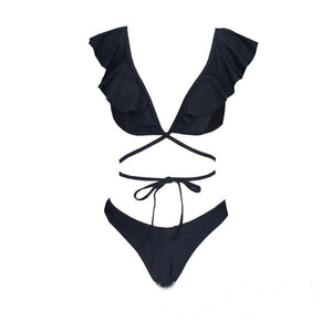 Black Sexy Backless Bikini Swimwear