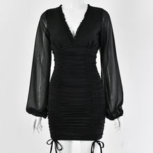 Load image into Gallery viewer, Sexy Deep V Wood Ears Long Sleeve Bodycon Dress
