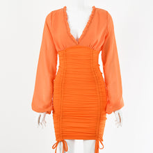 Load image into Gallery viewer, Sexy Deep V Wood Ears Long Sleeve Bodycon Dress
