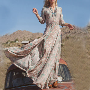 Vintage Bohemian Style Printed Vacation Dress