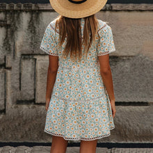 Load image into Gallery viewer, Cute Round Neck Lacework Floral Printed Dress
