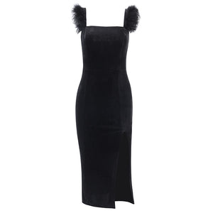 Sexy Elegant Hairy Shoulders Party Dress