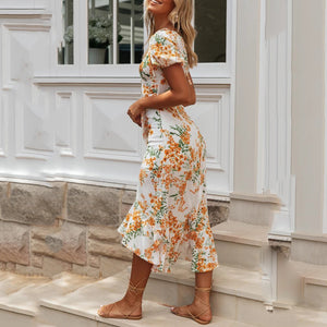 Floral Printed High Waist Dress