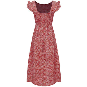 Round Neck Floral Flying Sleeve Dress
