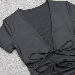 Sexy V-Neck Ruffle Bodycon Dress